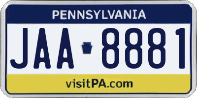 PA license plate JAA8881