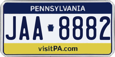 PA license plate JAA8882