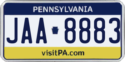 PA license plate JAA8883