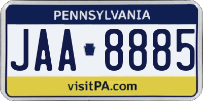 PA license plate JAA8885