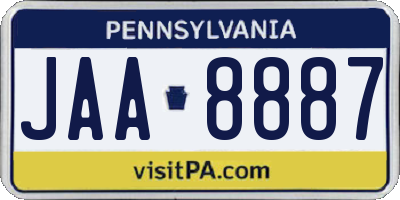 PA license plate JAA8887