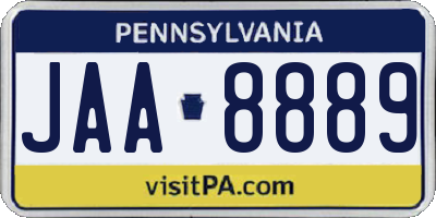 PA license plate JAA8889