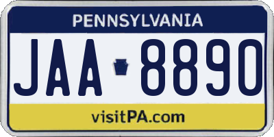 PA license plate JAA8890