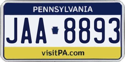 PA license plate JAA8893