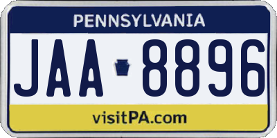 PA license plate JAA8896