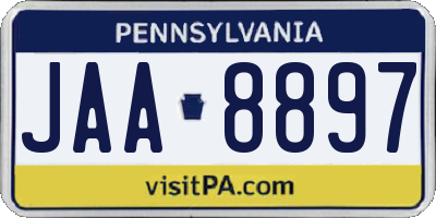 PA license plate JAA8897