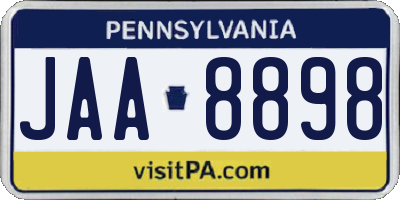 PA license plate JAA8898