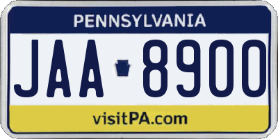 PA license plate JAA8900