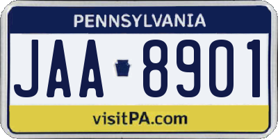 PA license plate JAA8901