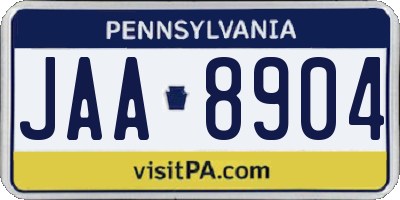 PA license plate JAA8904