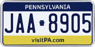 PA license plate JAA8905