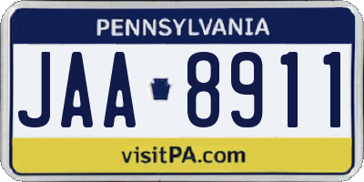 PA license plate JAA8911