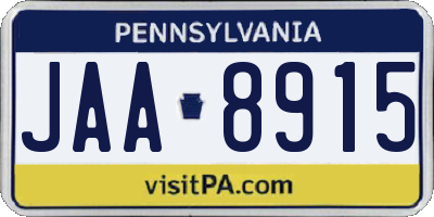 PA license plate JAA8915