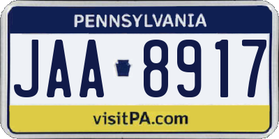 PA license plate JAA8917