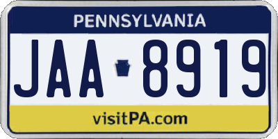 PA license plate JAA8919