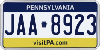 PA license plate JAA8923