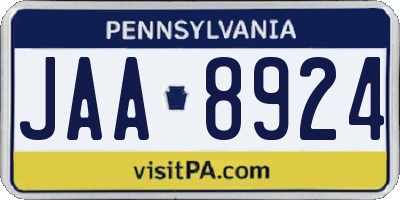 PA license plate JAA8924