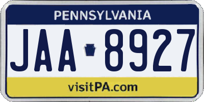 PA license plate JAA8927