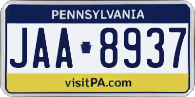 PA license plate JAA8937