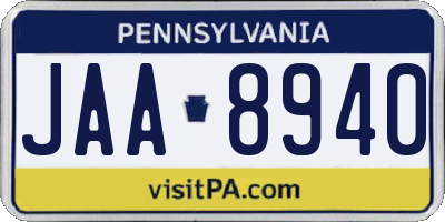 PA license plate JAA8940