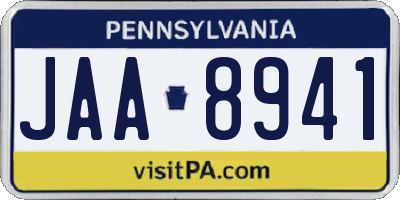 PA license plate JAA8941