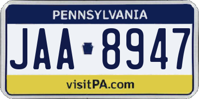 PA license plate JAA8947