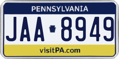 PA license plate JAA8949