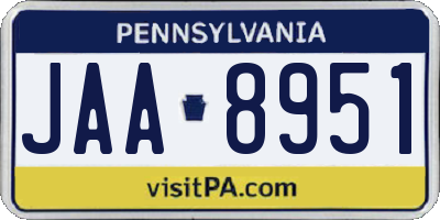 PA license plate JAA8951