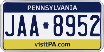 PA license plate JAA8952