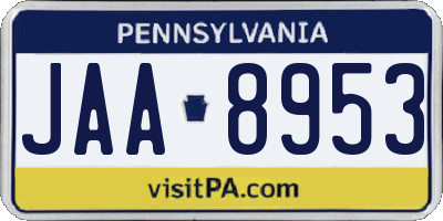 PA license plate JAA8953