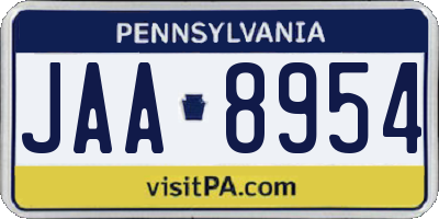 PA license plate JAA8954