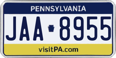 PA license plate JAA8955