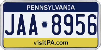 PA license plate JAA8956