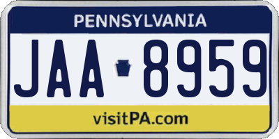 PA license plate JAA8959