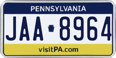 PA license plate JAA8964