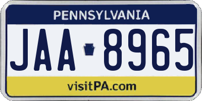 PA license plate JAA8965