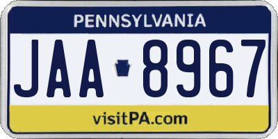 PA license plate JAA8967