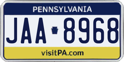 PA license plate JAA8968