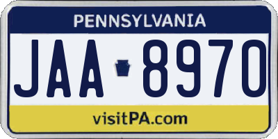 PA license plate JAA8970