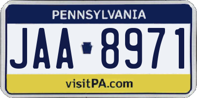 PA license plate JAA8971