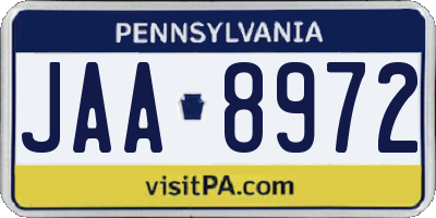 PA license plate JAA8972