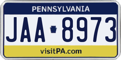 PA license plate JAA8973