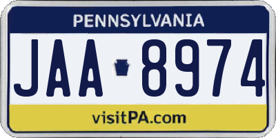 PA license plate JAA8974