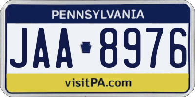 PA license plate JAA8976