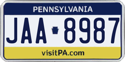 PA license plate JAA8987