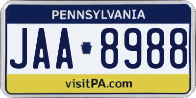 PA license plate JAA8988