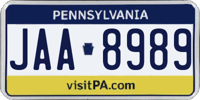 PA license plate JAA8989