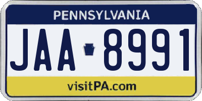 PA license plate JAA8991