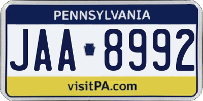 PA license plate JAA8992