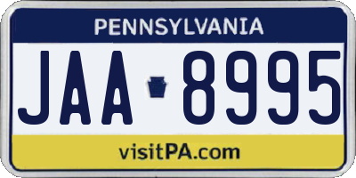 PA license plate JAA8995